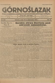 Górnoślązak : pismo codzienne, poświęcone sprawom ludu polskiego na Śląsku.R.31, nr 244 (21 października 1932)