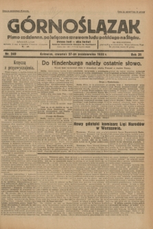 Górnoślązak : pismo codzienne, poświęcone sprawom ludu polskiego na Śląsku.R.31, nr 249 (27 października 1932)