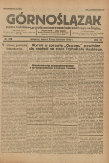 Górnoślązak : pismo codzienne, poświęcone sprawom ludu polskiego na Śląsku.R.31, nr 279 (29 listopada 1932)