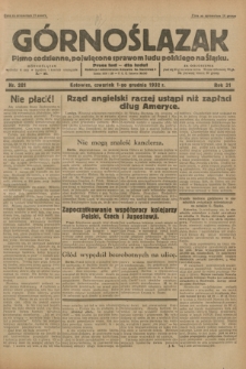 Górnoślązak : pismo codzienne, poświęcone sprawom ludu polskiego na Śląsku.R.31, nr 281 (1 grudnia 1932)