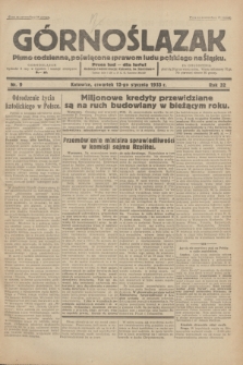 Górnoślązak : Pismo codzienne, poświęcone sprawom ludu polskiego na Śląsku.R.32, nr 9 (12 stycznia 1933)