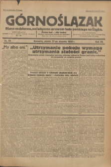 Górnoślązak : Pismo codzienne, poświęcone sprawom ludu polskiego na Śląsku.R.32, nr 22 (27 stycznia 1933)