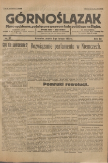 Górnoślązak : Pismo codzienne, poświęcone sprawom ludu polskiego na Śląsku.R.32, nr 27 (3 lutego 1933)