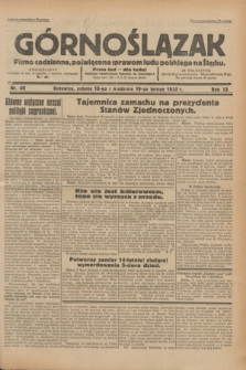 Górnoślązak : Pismo codzienne, poświęcone sprawom ludu polskiego na Śląsku.R.32, nr 40 (18 lutego 1933)