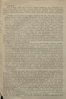 Polacy! Dnia 5 maja 1943 roku Premier Rządu Polskiego, gen. Sikorski wygłosił przez radio londyńskie przemówienie do ludności