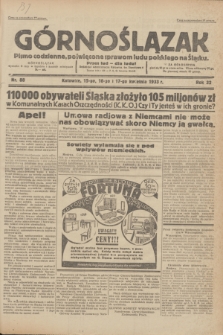 Górnoślązak : pismo codzienne, poświęcone sprawom ludu polskiego na Śląsku.R.32, nr 88 (15/16/17 kwietnia 1933)
