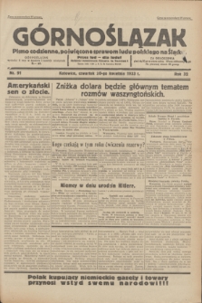 Górnoślązak : pismo codzienne, poświęcone sprawom ludu polskiego na Śląsku.R.32, nr 91 (20 kwietnia 1933)