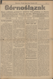 Górnoślązak : pismo codzienne, poświęcone sprawom ludu polskiego na Sląsku.R.4, nr 7 (10 stycznia 1905)