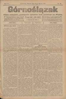 Górnoślązak : pismo codzienne, poświęcone sprawom ludu polskiego na Śląsku.R.4, nr 58 (11 marca 1905)