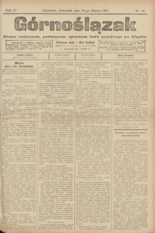 Górnoślązak : pismo codzienne, poświęcone sprawom ludu polskiego na Śląsku.R.4, nr 68 (23 marca 1905)