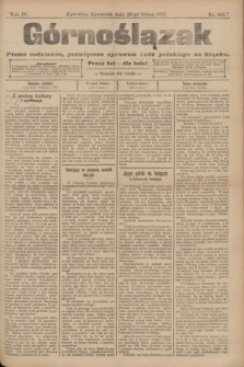 Górnoślązak : pismo codzienne, poświęcone sprawom ludu polskiego na Śląsku.R.4, nr 163 (20 lipca 1905)