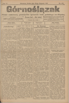 Górnoślązak : pismo codzienne, poświęcone sprawom ludu polskiego na Sląsku.R.4, nr 199 (30 sierpnia 1905)