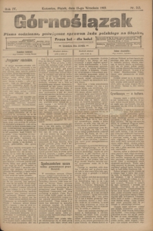 Górnoślązak : pismo codzienne, poświęcone sprawom ludu polskiego na Śląsku.R.4, nr 213 (15 września 1905) + dod.