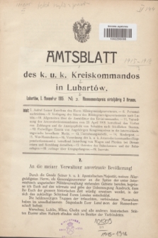 Amtsblatt des k. u. k. Kreiskommandos in Lubartów. 1915, № 2 (1 November)