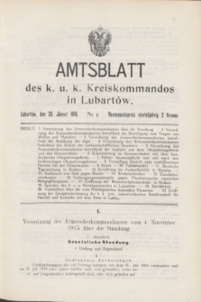 Amtsblatt des k. u. k. Kreiskommandos in Lubartów. 1916, № 1 (20 Jänner)