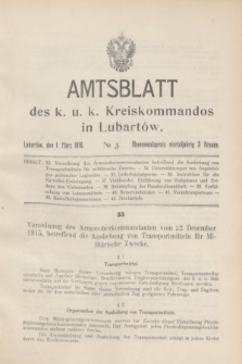 Amtsblatt des k. u. k. Kreiskommandos in Lubartów. 1916, № 3 (1 März)