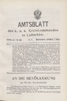 Amtsblatt des k. u. k. Kreiskommandos in Lubartów. 1916, № 6 (1 Mai)