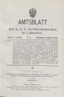 Amtsblatt des k. u. k. Kreiskommandos in Lubartów. 1916, № 7 (1 Juni)