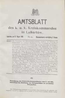 Amtsblatt des k. u. k. Kreiskommandos in Lubartów. 1916, № 10 (15 August) + wkładka