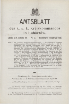 Amtsblatt des k. u. k. Kreiskommandos in Lubartów. 1916, № 11 (10 September)