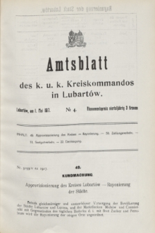 Amtsblatt des k. u. k. Kreiskommandos in Lubartów. 1917, № 4 (1 Mai)