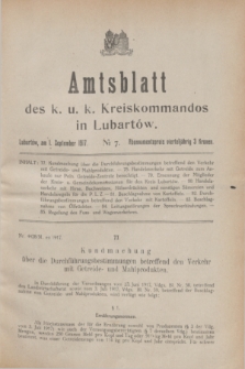 Amtsblatt des k. u. k. Kreiskommandos in Lubartów. 1917, № 7 (1 September)