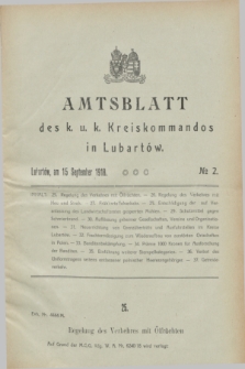 Amtsblatt des k. u. k. Kreiskommandos in Lubartów. 1918, № 2 (15 September)