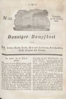 Danziger Dampfboot für Geist, Humor, Satire, Poesie, Welt- und Volksleben, Korrespondenz, Kunst, Literatur und Theater. Jg.6, № 116 (29 September 1836)