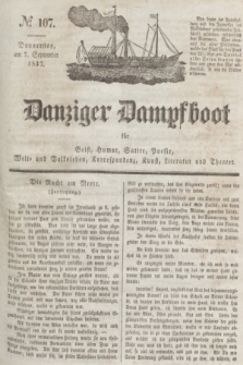 Danziger Dampfboot für Geist, Humor, Satire, Poesie, Welt- und Volksleben, Korrespondenz, Kunst, Literatur und Theater. Jg.7, № 107 (7 September 1837) + dod.