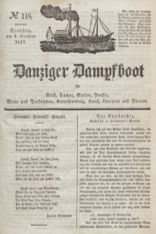 Danziger Dampfboot für Geist, Humor, Satire, Poesie, Welt- und Volksleben, Korrespondenz, Kunst, Literatur und Theater. Jg.7, № 118 (3 October 1837) + dod.