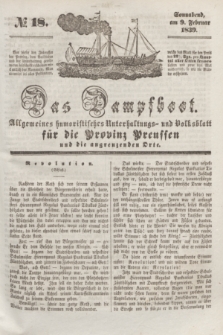 Das Dampfboot : allgemeines humoristisches Unterhaltungs- und Volksblatt für die Provinz Preussen und die angrenzenden Orte. [Jg.9], № 18 (9 Februar 1839) + dod.