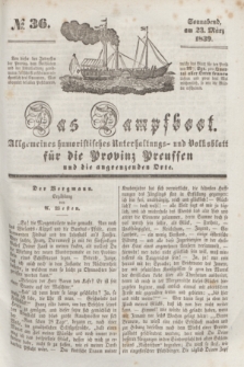 Das Dampfboot : allgemeines humoristisches Unterhaltungs- und Volksblatt für die Provinz Preussen und die angrenzenden Orte. [Jg.9], № 36 (23 März 1839) + dod.