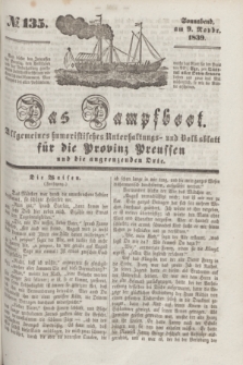 Das Dampfboot : allgemeines humoristisches Unterhaltungs- und Volksblatt für die Provinz Preussen und die angrenzenden Orte. [Jg.9], № 135 (9 November 1839) + dod.