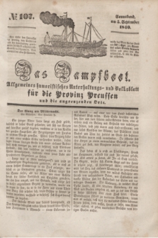 Das Dampfboot : allgemeines humoristisches Unterhaltungs- und Volksblatt für die Provinz Preussen und die angrenzenden Orte. [Jg.10], № 107 (5 September 1840) + dod.