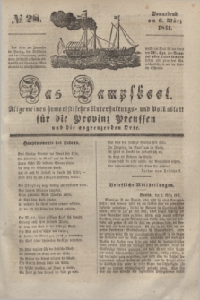 Das Dampfboot : allgemeines humoristisches Unterhaltungs- und Volksblatt für die Provinz Preussen und die angrenzenden Orte. [Jg.11], № 28 (6 März 1841) + dod.