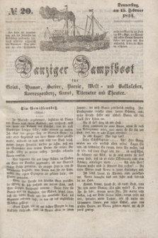 Danziger Dampfboot für Geist, Humor, Satire, Poesie, Welt- und Volksleben, Korrespondenz, Kunst, Literatur und Theater. [Jg.14], № 20 (15 Februar 1844) + dod.