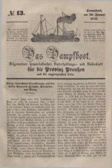 Das Dampfboot : allgemeines humoristisches Unterhaltungs- und Volksblatt für die Provinz Preussen und die angrenzenden Orte. [Jg.17], № 13 (30 Januar 1847) + dod.