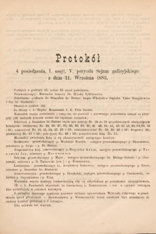 [Kadencja V, sesja I, pos. 4] Protokoły z I. Sesyi V. Peryodu Sejmu Krajowego Królestwa Galicyi i Lodomeryi wraz z Wielkiem Księstwem Krakowskiem w roku 1883. Protokół 4