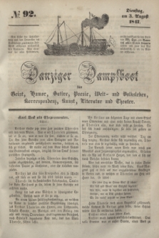 Danziger Dampfboot für Geist, Humor, Satire, Poesie, Welt- und Volksleben, Korrespondenz, Kunst, Literatur und Theater. [Jg.17], № 92 (3 August 1847) + dod.