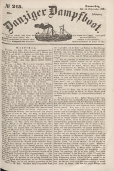 Danziger Dampfboot. Jg.23, no 215 (15 September 1853)