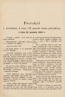 [Kadencja VII, sesja IV, pos. 1] Protokół 1. Posiedzenia 4. Sesyi, VII. Peryodu Sejmu Galicyjskiego