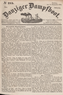 Danziger Dampfboot. Jg.25, № 215 (14 September 1855)
