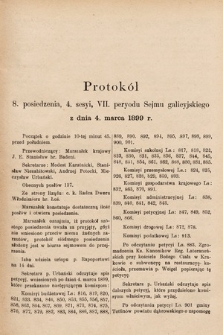 [Kadencja VII, sesja IV, pos. 8] Protokół 8. Posiedzenia 4. Sesyi, VII. Peryodu Sejmu Galicyjskiego