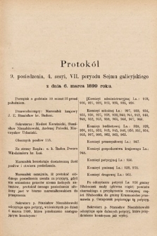 [Kadencja VII, sesja IV, pos. 9] Protokół 9. Posiedzenia 4. Sesyi, VII. Peryodu Sejmu Galicyjskiego