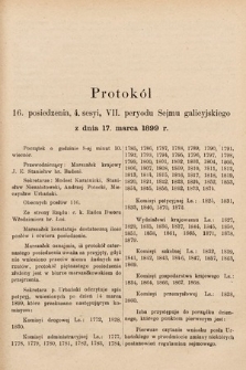 [Kadencja VII, sesja IV, pos. 16] Protokół 16. Posiedzenia 4. Sesyi, VII. Peryodu Sejmu Galicyjskiego