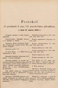 [Kadencja VII, sesja IV, pos. 17] Protokół 17. Posiedzenia 4. Sesyi, VII. Peryodu Sejmu Galicyjskiego