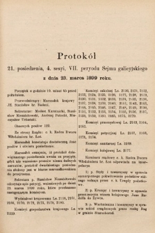 [Kadencja VII, sesja IV, pos. 21] Protokół 21. Posiedzenia 4. Sesyi, VII. Peryodu Sejmu Galicyjskiego