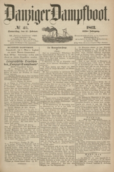 Danziger Dampfboot. Jg.32, № 49 (27 Februar 1862)