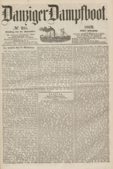 Danziger Dampfboot. Jg.32, № 216 (16 September 1862) + dod.