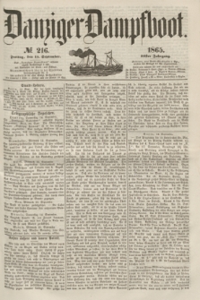 Danziger Dampfboot. Jg.36, № 216 (15 September 1865)